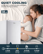 Upstreman 3.2 Cu.Ft Mini Fridge with Freezer, Single Door Mini Fridge, Dorm Fridge, Adjustable Thermostat, Mini Refrigerator for Bedroom, Office, Dorm, Black-BR321
