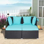 RELAX4LIFE Patio Outdoor Daybed with Canopy Wicker Sunbed Cushions 4 Pillows