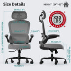 Office Chair Ergonomic Desk Chair, 330 lbs Home Mesh Desk Chair with Wheels, Comfortable Gaming Chair, High Back Office Chair