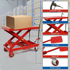 660LBS Hydraulic Lift Table Cart ?C 31" Lift Height, Double Scissor Design with 4 Wheels & Non-Slip Pad for Material Handling