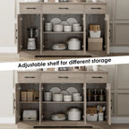 HOSTACK Buffet Cabinet with Drawers, 55" Large Sideboard Buffet Storage Cabinet with Shelves and Doors, Modern Farmhouse Coffee Bar Station Wood Kitchen Table for Kitchen, Dining Room, White/Rustic