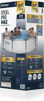 Steel Pro MAX 10 Foot x 30 Inch Round Metal Frame Above Ground Backyard Swimming Pool Set