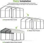 10'x15' Heavy Duty Metal Carport Outdoor Garage Car Shelter Shade with Heavier Frame