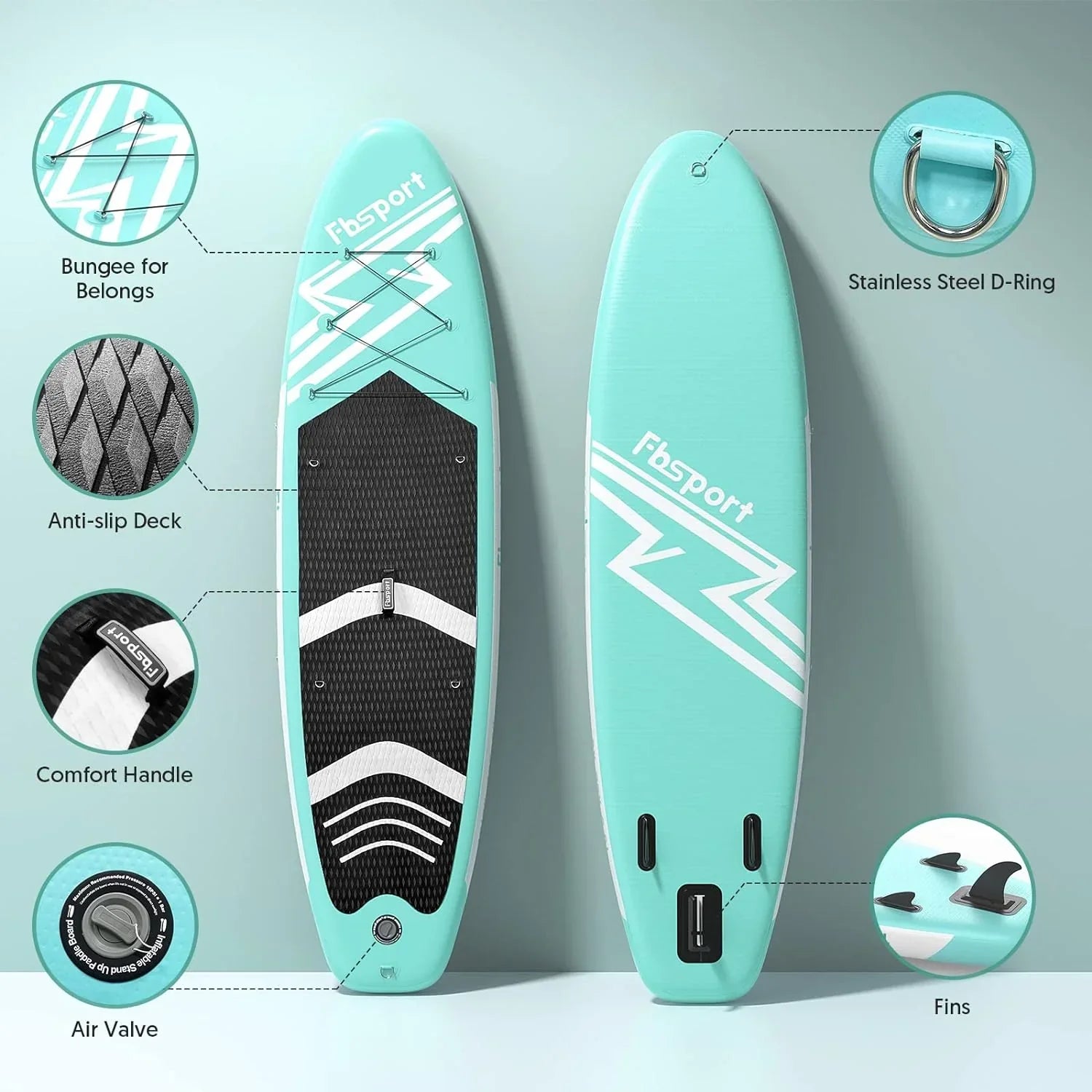 FBSPORT 11' Premium Stand Up Paddle Board Yoga Board with Durable SUP Accessories Carry Bag