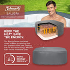 Coleman SaluSpa Atlantis AirJet 4 to 6 Person Inflatable Hot Tub Square Portable Outdoor Spa with 140 Soothing Jets with Cover, Blue