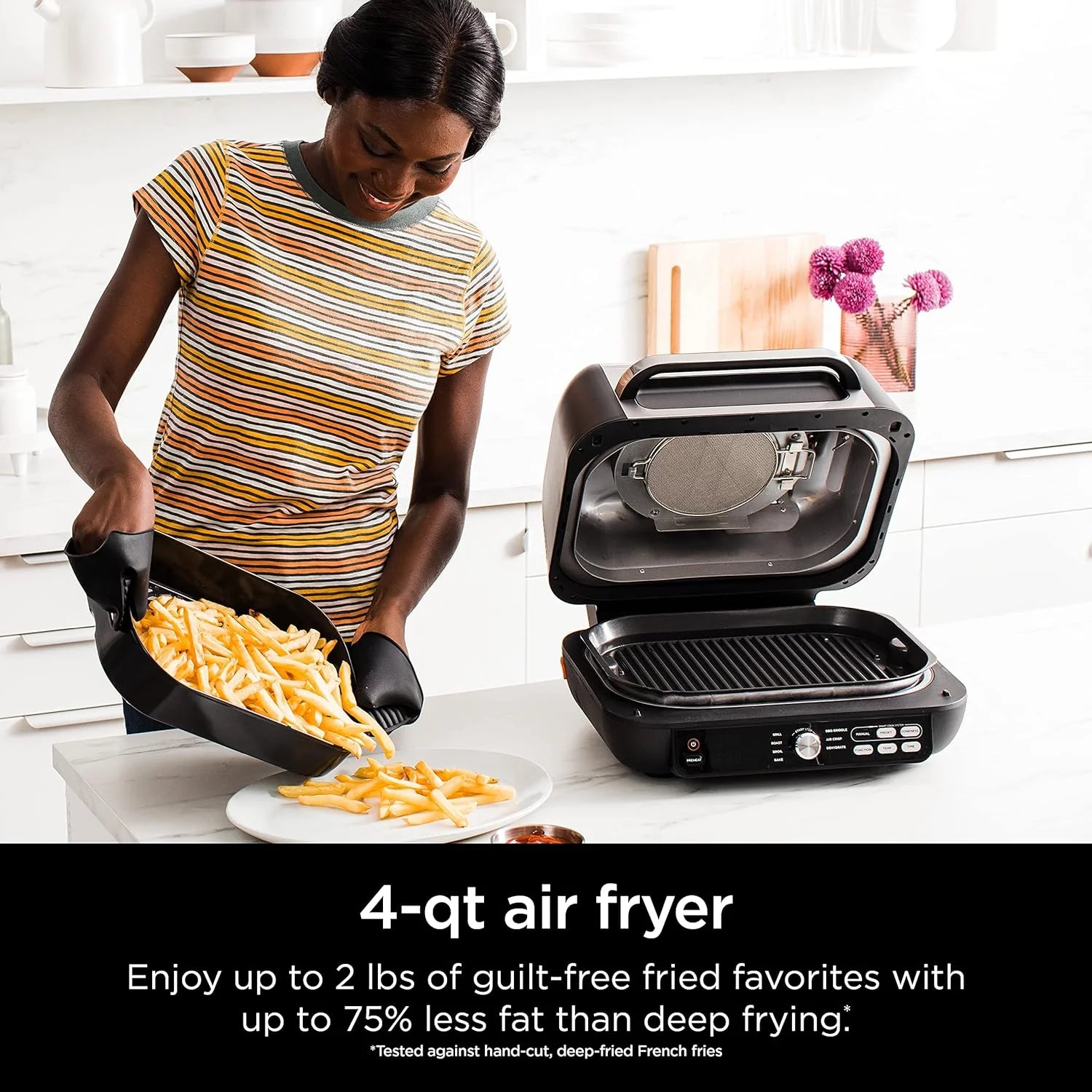 Ninja Foodi Smart XL 6-in-1 Indoor Grill with Air Fry, Bake, Roast, Broil, and Dehydrate, Smart Thermometer