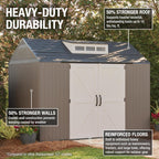 Rubbermaid Resin Outdoor Storage Shed With Floor Weather Resistant Gray Organization for Home