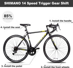 WEIZE Road Bike, 700C Wheel City Commuter Bicycle, Shimano 14 Speed Drop Bar, Racing Adult Bike with Caliper Brakes, High-Carbon Steel Hybrid Bikes