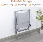 Vongrasig 6 Piece Folding Patio Dining Set Small Metal Outdoor Garden Patio Table and Chair Set