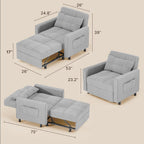 Sofa Bed Chair 3 in 1 Convertible Pullout Single Sleeper Chair Bed Spacious Multifunctional Sofa