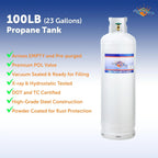 Steel Propane Tank Cylinder with POL Valve and Collar, Great for Mixed Heating Systems, Home fireplaces, Dryers and Grills-Flame King