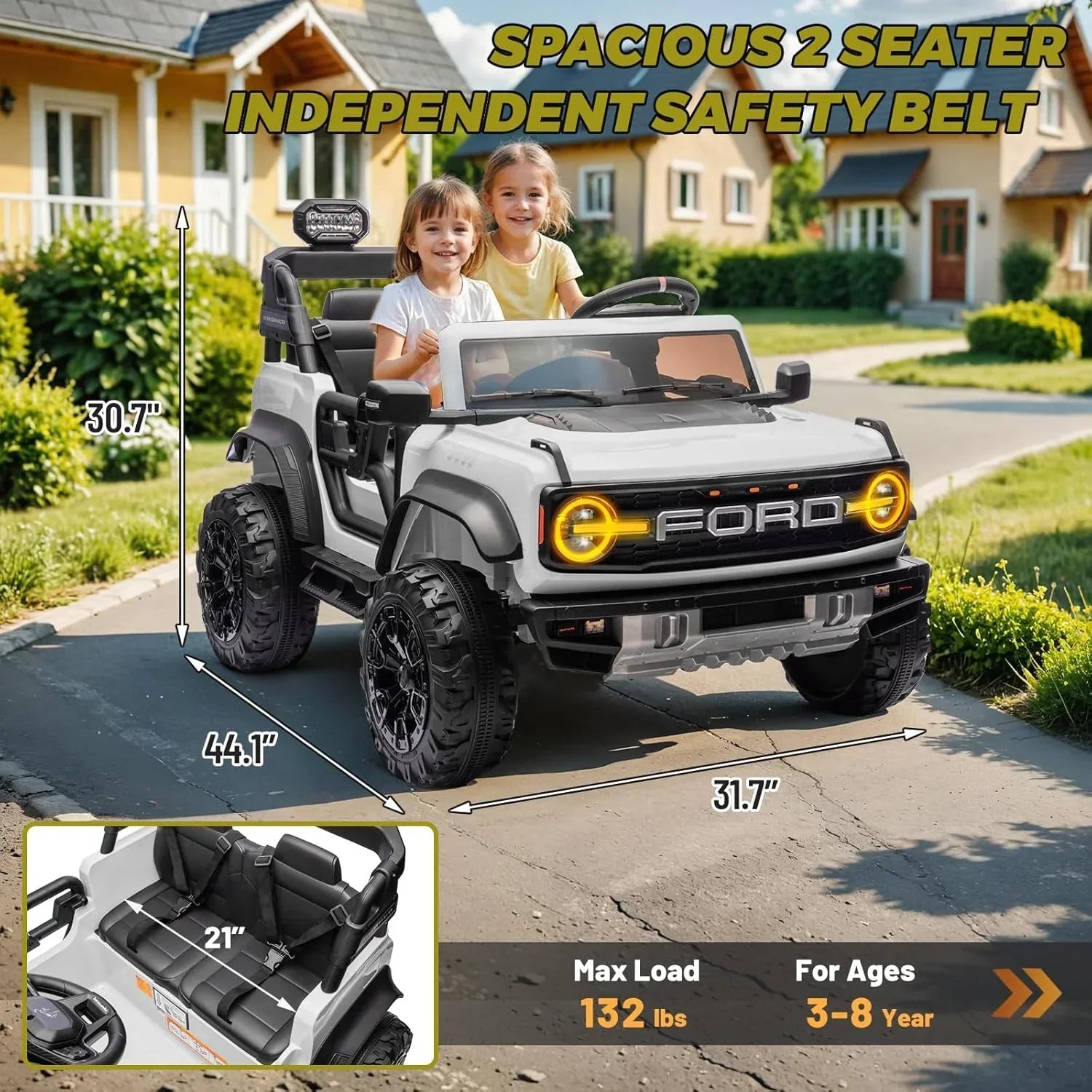 Bronco Raptor Two-Seater Ride-On Car Truck Toy Blue