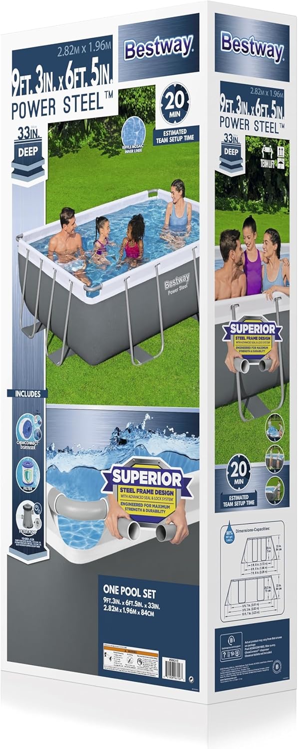 Power Steel 14' x 8'2" x 39.5" Oval Above Ground Pool Set Includes 530gal Filter Pump Ladder