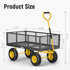 Steel Garden Cart, 2-in-1 1400 lbs Heavy Duty Utility Wagon, with Removable Mesh Sides to Convert into Flatbed, 240�� U-Turn 13" Pneumatic Tires Garden Wagon for Farm Yard Lawn Garden Camping