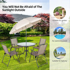 Vongrasig 6 Piece Folding Patio Dining Set Small Metal Outdoor Garden Patio Table and Chair Set
