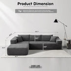 ovios 104" Cloud Sectional Couch with L-Shape Chaise,Modern Modular Sofa with Deep Seat, Upholstered Couches for Living Room Bedroom,No Assembly Required, Grey (Plush Corduroy Fabric)