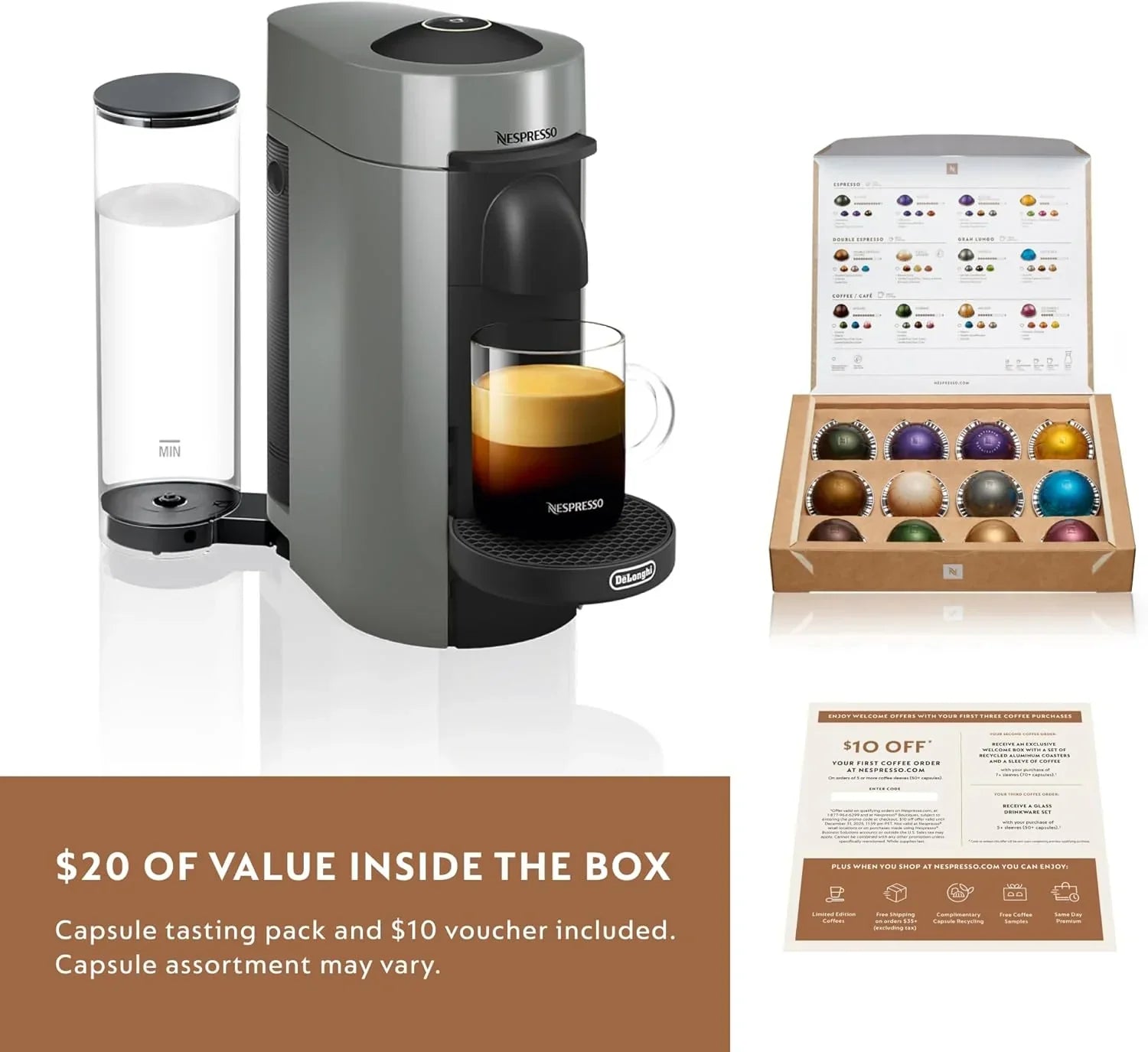 Nespresso Vertuo Plus Coffee and Espresso Maker by De'Longhi