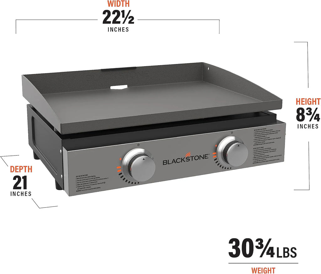 Blackstone 1666 22?? Tabletop Griddle with Stainless Steel Faceplate, Powder Coated Steel, Black