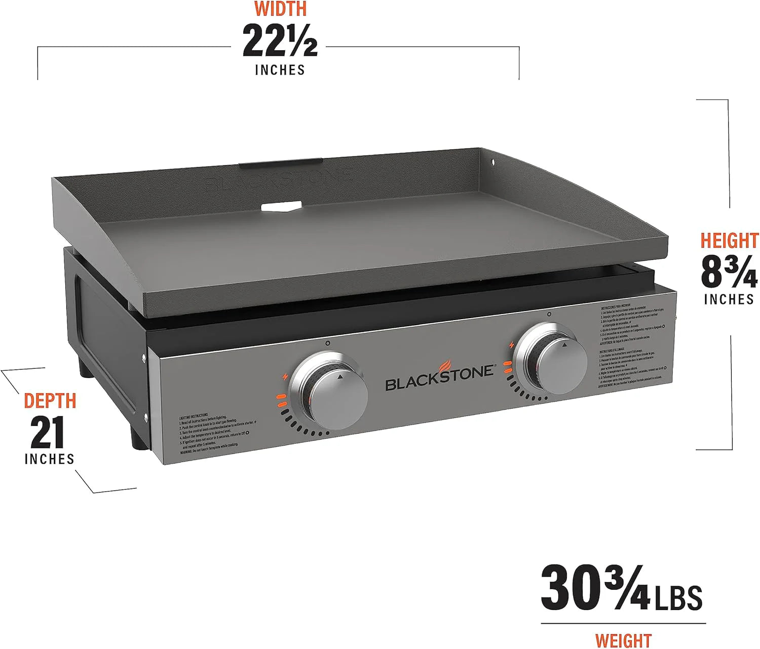 Blackstone 1666 22?? Tabletop Griddle with Stainless Steel Faceplate, Powder Coated Steel, Black