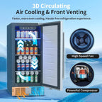 Beverage Refrigerator Cooler 126 Can Mini Fridge Glass Door for Drinks Soda Beer Wine Refrigerator