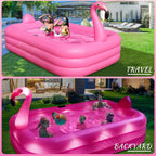 Inflatable Pool with Lights Solar Flamingo Swimming Pool for Kids Adults Inflatable Blow up Pool