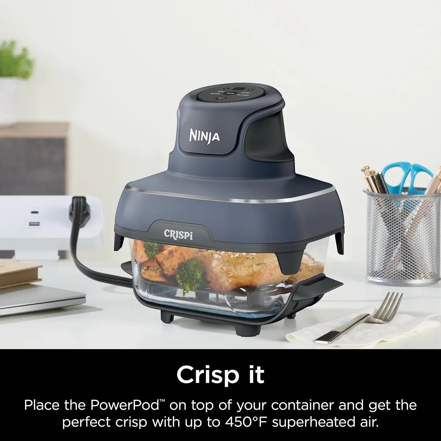 Ninja Crispi 4 in 1 Portable Glass Air Fryer Cooking System 4QT 6 Cup TempWare Glass Containers