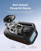 Outdoor Speaker 80W Subwoofer BassUp 2.0 24H Playtime IPX7 Waterproof Floatable RGB Lights