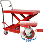 660LBS Hydraulic Lift Table Cart ?C 31" Lift Height, Double Scissor Design with 4 Wheels & Non-Slip Pad for Material Handling