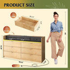 9 Drawer Led Dresser for Bedroom, 58.35'' Wide Wood Dresser Storage Organizer with Power Outlets for 65'' TV, Dressers with Open Shelves