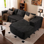 ovios 104" Cloud Sectional Couch with L-Shape Chaise,Modern Modular Sofa with Deep Seat, Upholstered Couches for Living Room Bedroom,No Assembly Required, Black (Corduroy Fabric)