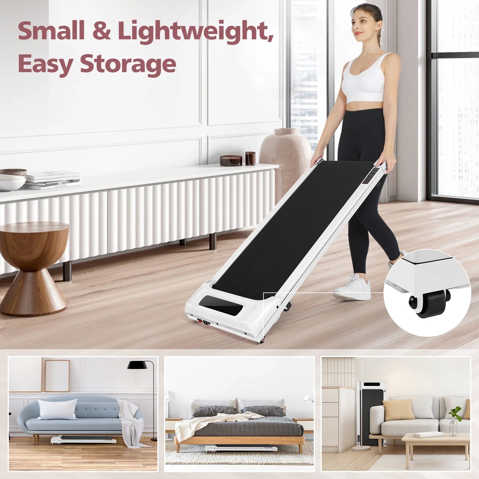 Walking Pad Treadmill&Under Desk Treadmill for Home&Office, Speed Range 0.5~3.8mph, 300 lbs Weight Capacity