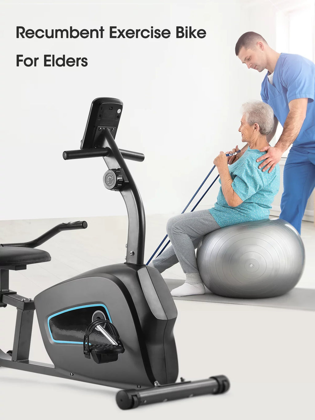 Recumbent Exercise Bike Indoor Stationary Exercise Bike for Home Use with Pluse Monitor/Tablet Holder