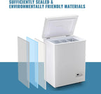 Chest Freezer 5.0Cubic Feet Deep Freezer Freestanding Freezers 2 Removable Stainless Steel Basket