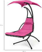 Best Choice Products Outdoor Hanging Curved Steel Chaise Lounge Chair Swing w/Built-in Pillow and Removable Canopy - Teal