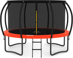 JUMPZYLLA Trampoline 8FT 10FT 12FT 14FT 15FT 16FT Trampoline with Enclosure - Recreational Trampolines with Ladder and AntiRust Coating, ASTM Approval Outdoor Trampoline for Kids