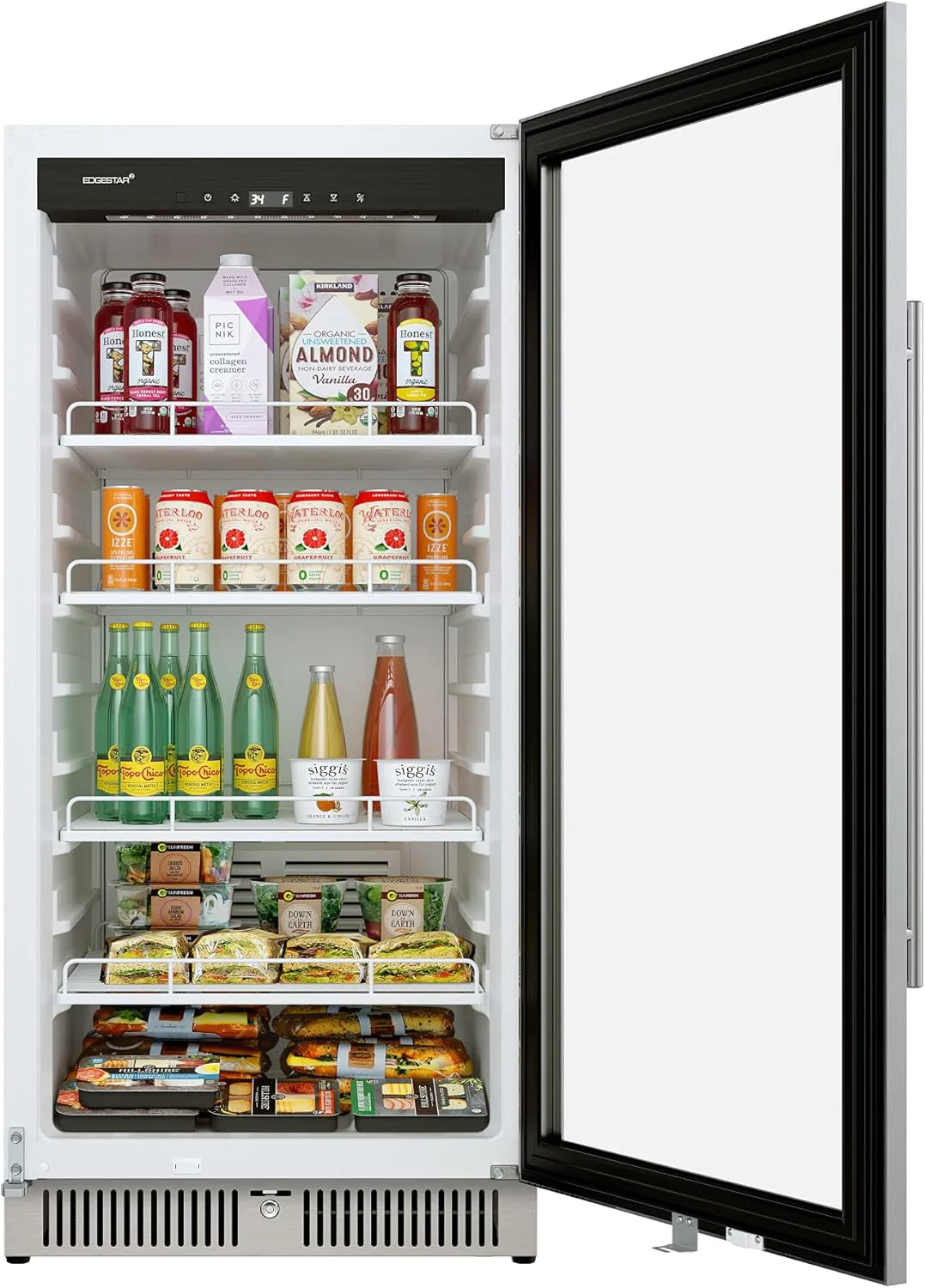 EdgeStar VBM101 22" Wide 10.1 Cu. Ft. Commercial Beverage Merchandiser ?C Stainless Steel, Temp Alarm, Reversible Door