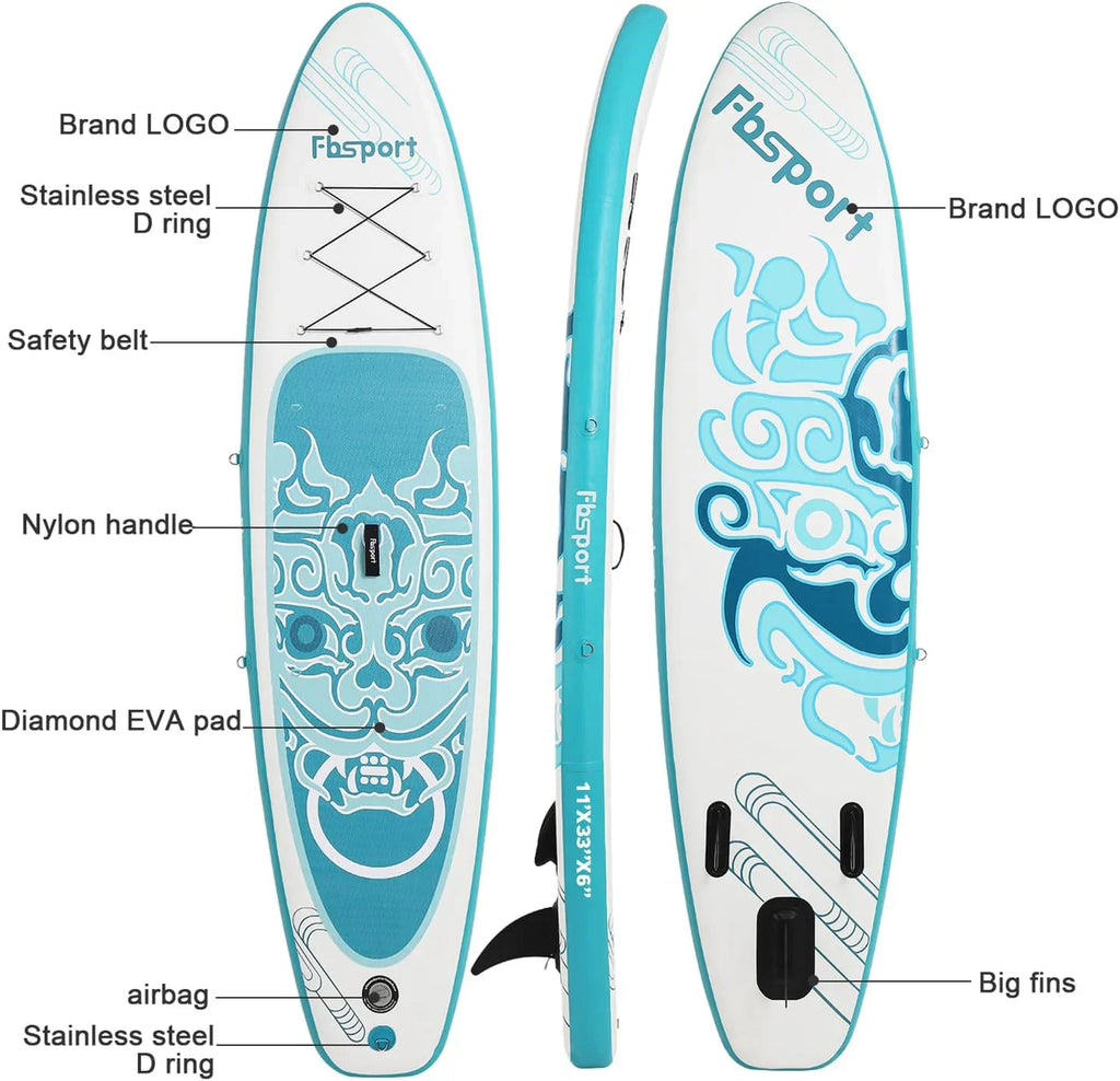 FBSPORT 11' Premium Stand Up Paddle Board Yoga Board with Durable SUP Accessories Carry Bag