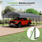 10'x15' Heavy Duty Metal Carport Outdoor Garage Car Shelter Shade with Heavier Frame