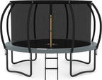 JUMPZYLLA Trampoline 8FT 10FT 12FT 14FT 15FT 16FT Trampoline with Enclosure - Recreational Trampolines with Ladder and AntiRust Coating, ASTM Approval Outdoor Trampoline for Kids