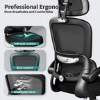 Office Chair Ergonomic Desk Chair, 330 lbs Home Mesh Desk Chair with Wheels, Comfortable Gaming Chair, High Back Office Chair