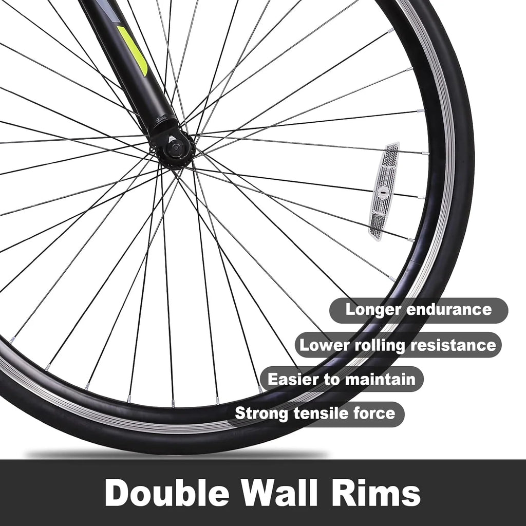 WEIZE Road Bike, 700C Wheel City Commuter Bicycle, Shimano 14 Speed Drop Bar, Racing Adult Bike with Caliper Brakes, High-Carbon Steel Hybrid Bikes