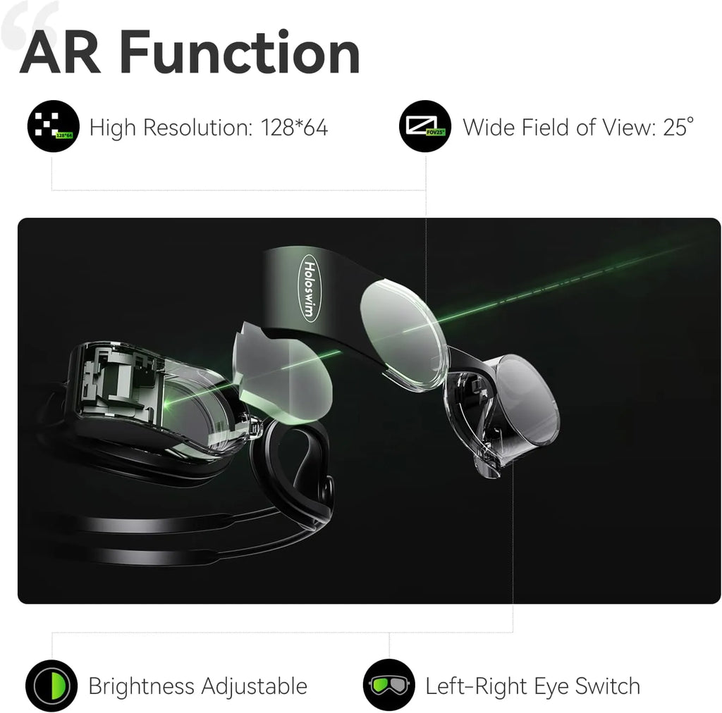 2s AR Smart Swim Goggles Anti-fog Swimming Goggles Fitness Tracker That Shows Your Metrics, Compatible with Open Water Mode
