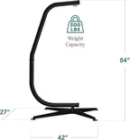 Best Choice Products Metal Hanging Hammock C-Stand for Chair/Weather-Resistant Finish, Offset Base - Stand Only - Black