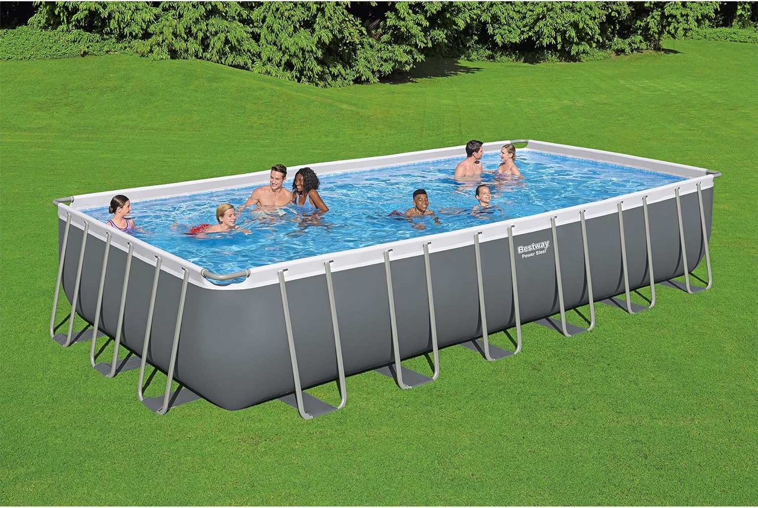 Power Steel 14' x 8'2" x 39.5" Oval Above Ground Pool Set Includes 530gal Filter Pump Ladder