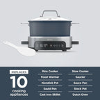 Ninja Slow Cookers 8.5-Quart Multi-Cooker with Dutch oven, steamer, glass lid with integrated spoon, nonstick and oven-safe pot