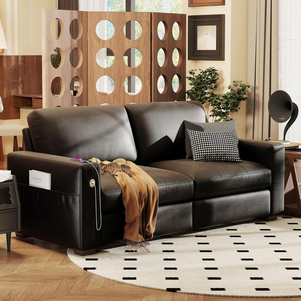 Hanherry 89" Sofa for Living Room, Modern Comfy Sofa with Medium Firm Seat Cushion, Removable Cover,Wide Armrest,USB/Type-C Port,Chenille Fabric Couches for Small Space,Apartment