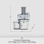 Breville BJE200XL Juice Fountain Compact Centrifugal Machine 25 fl oz Silver