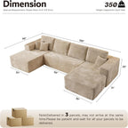 ovios 104" Cloud Sectional Couch with L-Shape Chaise,Modern Modular Sofa with Deep Seat, Upholstered Couches for Living Room Bedroom,No Assembly Required, Grey (Plush Corduroy Fabric)
