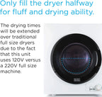 Compact Clothes Dryer, 1.5 Cu. Ft. 850W Electric Dryer, 120V Vented Portable Dryer with Stainless Steel Drum, for 5.5 lbs. of clothing for Standard Wall Outlet