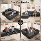 ovios 104" Cloud Sectional Couch with L-Shape Chaise,Modern Modular Sofa with Deep Seat, Upholstered Couches for Living Room Bedroom,No Assembly Required, Grey (Plush Corduroy Fabric)